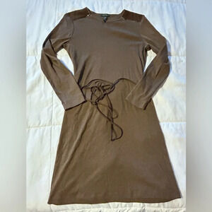 Lauren Ralph Lauren Long Sleeve Brown Knit Dress